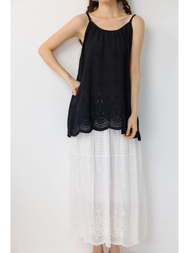 Spring Sweet Mori Girl Embroidered Lace A-Line Skirt