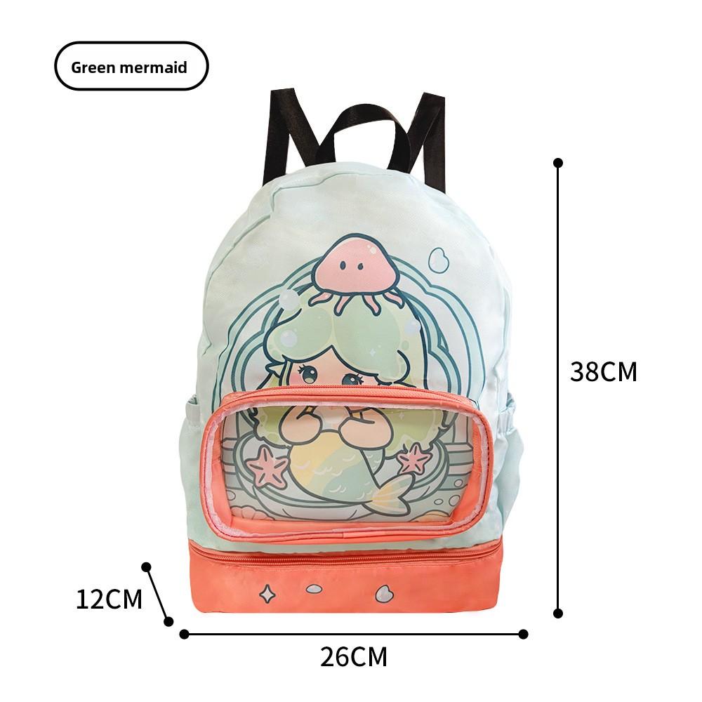 Children's Cartoon Crocodile Swimming Bag, Waterproof Backpack with Wet and Dry Separation, Beach Sports Storage Bag for Boys and Girls