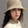PREMIERE AMOUR Blossom Crochet Straw Bucket Hat - White