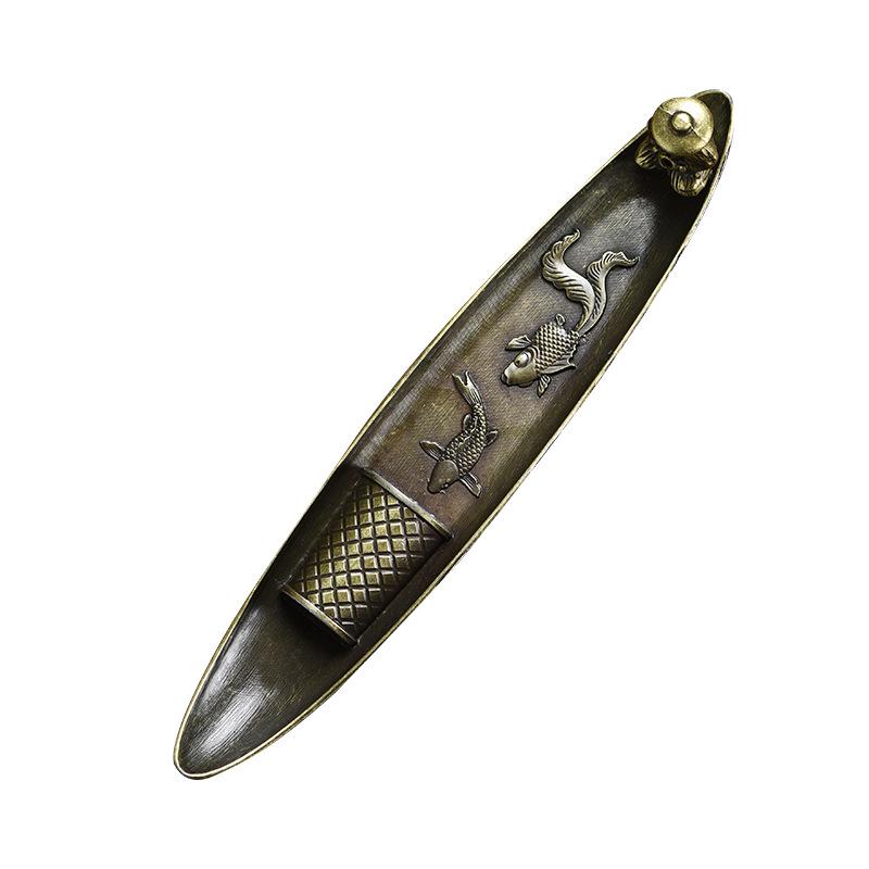 Fisherman Zinc Alloy Incense Holder - Indoor Home Tea Table Antique Stick Incense Burner