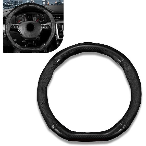 

1 PC Car Universal Hand-Sewn Steering Wheel Cover for All Seasons, D-Shaped Carbon Fiber Non-Slip Sweat-Absorbent Breathable Steering Wheel Cover, 1 PC #D-shape углеродного волокна черного