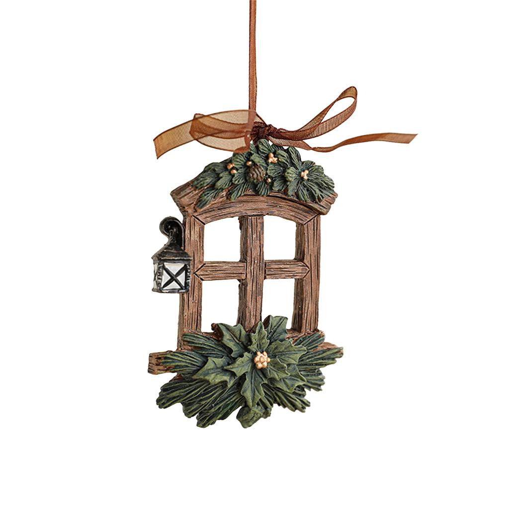 Christmas Tree Ornament Resin Hand-Painted Hanging Decor With Rope Vintage Bell Pendant For Holiday Home Party Decoration