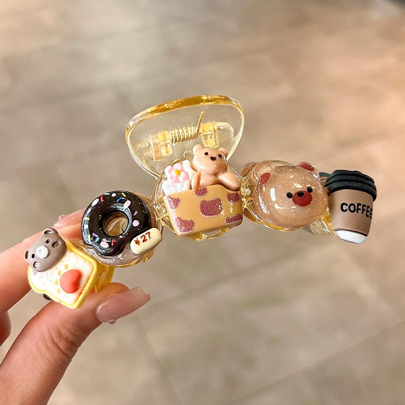 10/11cm Large Hair Claw For Women Lovely Cartoon Bear Cat Element Shark Hair Gripper Summer Outdoor Plastic Geometric Hair Clip