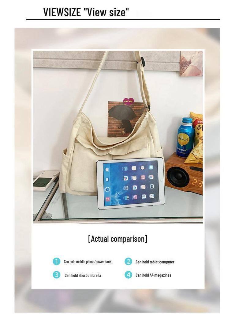 Women's Japanese Korean Style Canvas Messenger Bag - Versatile, Simple, Literary Shoulder/Crossbody Bag