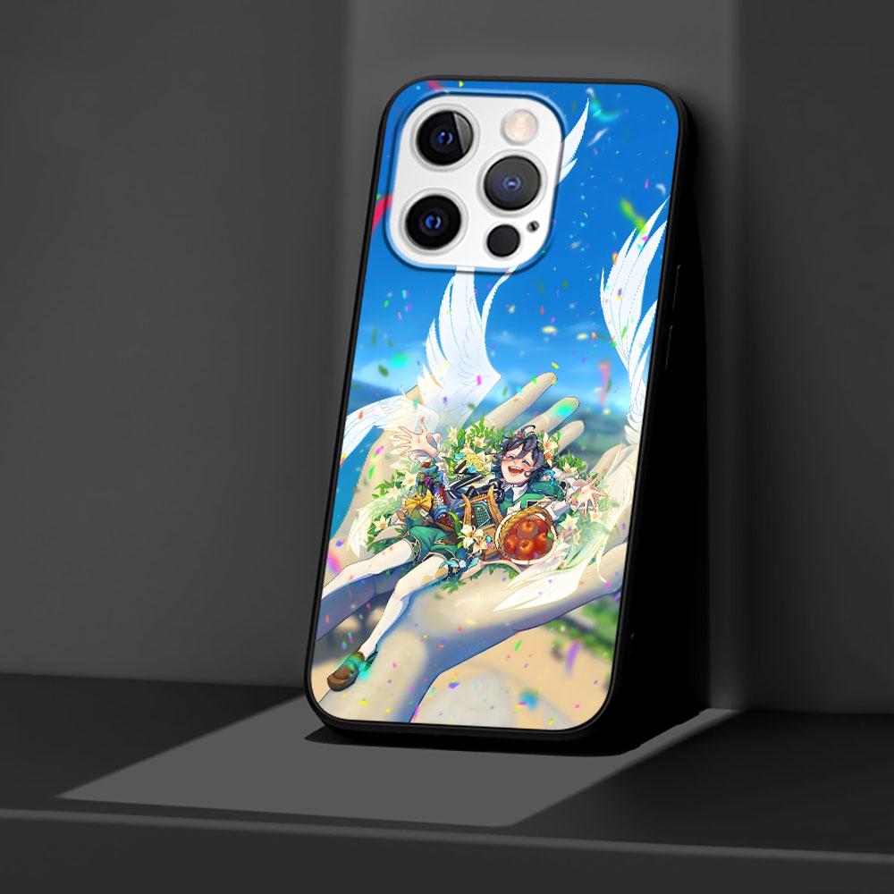 Genshin Impact Barbatos Case for Apple iPhone 14 11 7 SE 2020 8 X XS 13 12 Mini XR 15 Pro Max Silicone Black Soft Phone Cover