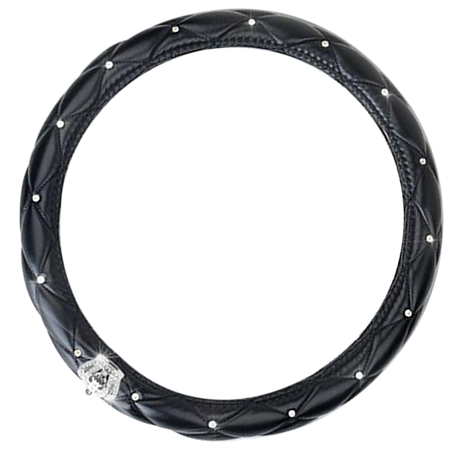 

Женская оплетка на руль Милая Универсальная Противоскользящая из ПУ кожи со стразами Оплетка на руль автомобиля чёрный