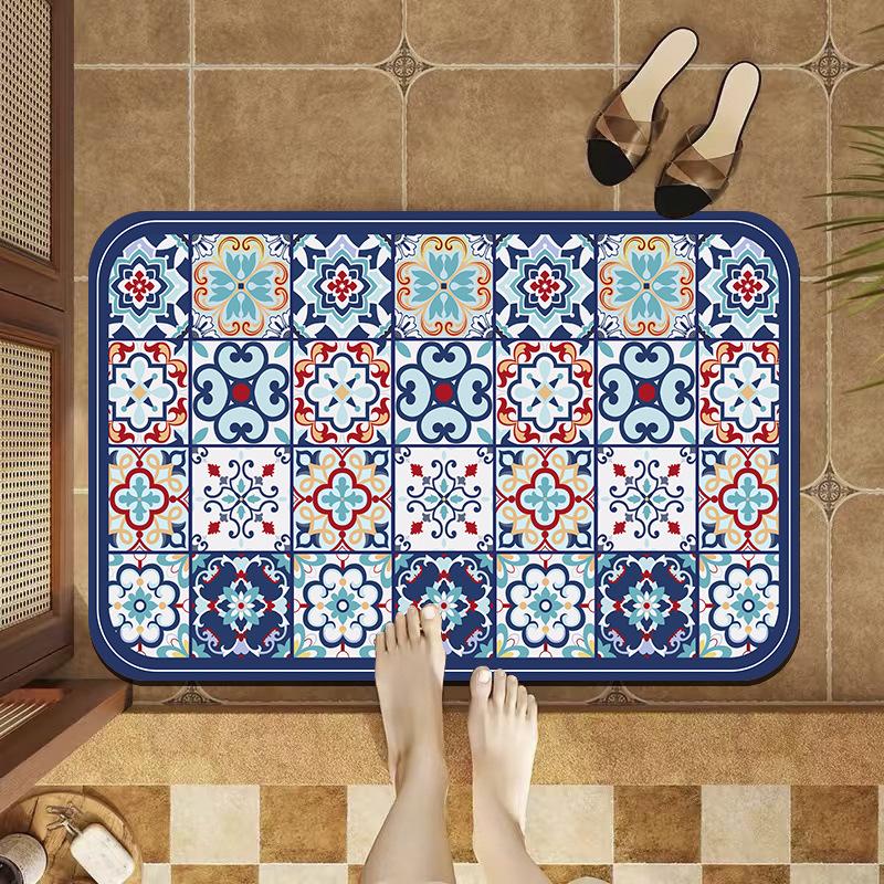 American Retro Tile Bathroom Water Absorption Anti -slip Door Padding Toilet Toilet Bathroom Door Diatom Mud Fast Dry Foot Pad