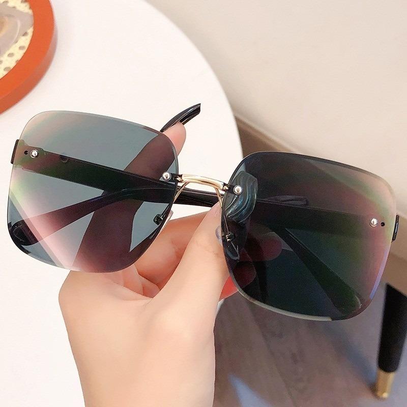 Fashion Gradient Frameless Sunglasses Oversized Square Travel Beach Shades for Women