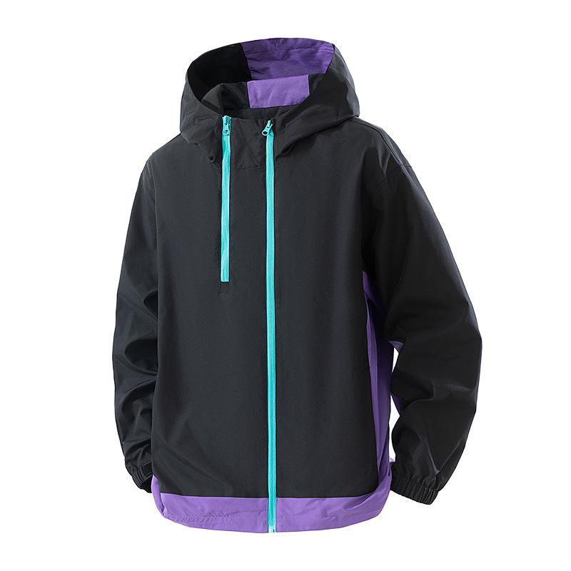 Men's 2025 Autumn Color Block Windbreaker Jacket – Sporty Outdoor Wear, Convertible Design