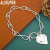 925 Sterling Silver Simple Heart-Shaped Side Chain Bracelet Gift Jewelry