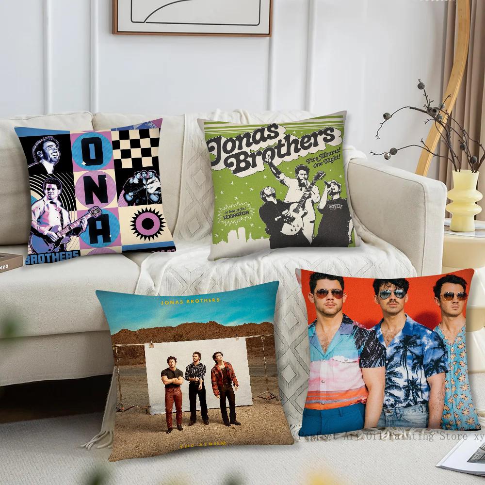 Band J-Jonas B-Brothers Pillow Case Square Pillow Bedroom Sofa Leisure Comfort Cushion Car Living Room Home Decoration 40X40