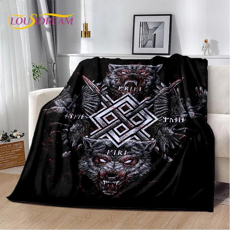 3D Viking Odin Valhalla Nordic Mythology Cartoon Blanket,Soft Throw Blanket for Home Bedroom Bed Sofa Picnic Office Travel Cover