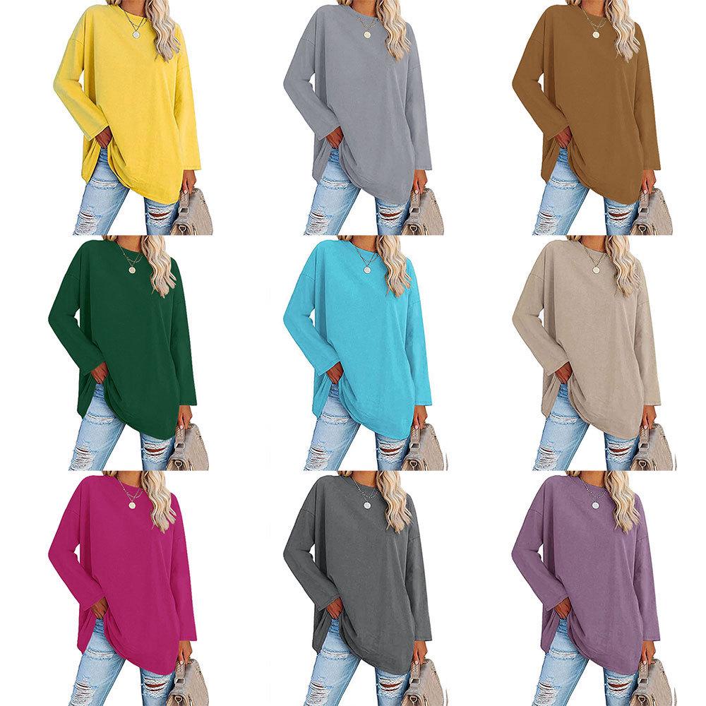 2022 Oversized Women's Loose-Fit T-Shirt with Drop Shoulder and Round Neck