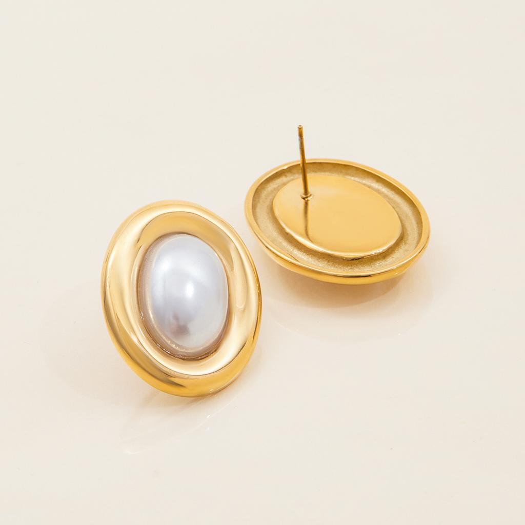 Yori Korean Style Oval Imitation Pearl Stud Earrings for Women Versatile Daily Elegant Fashion Jewelry Anti Allergic Gift