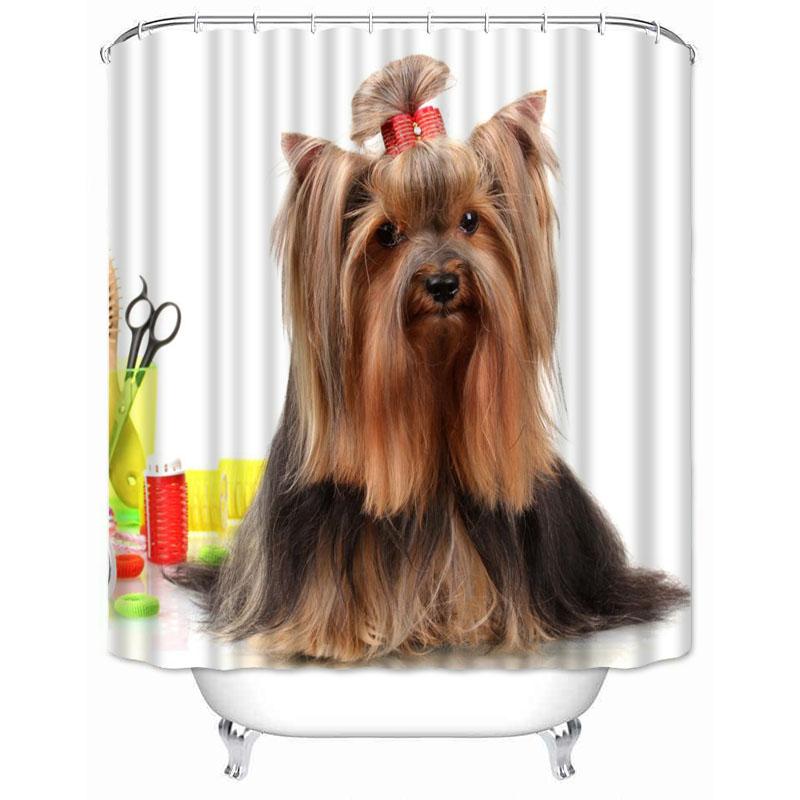 Musife Custom High Quality Yorkshire Terrier Shower Curtain Waterproof Bathroom Polyester Fabric Bathroom Curtain (as the picture,36x72inch 90x180cm)