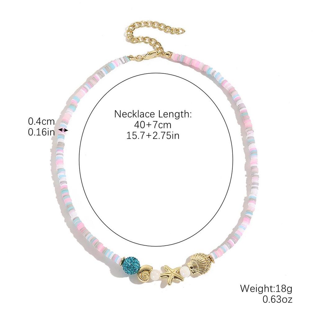 Color Blocked Bead Collarbone Chain Ocean Design Ceramic Necklace Small Fish Bohemian Necklace for Women