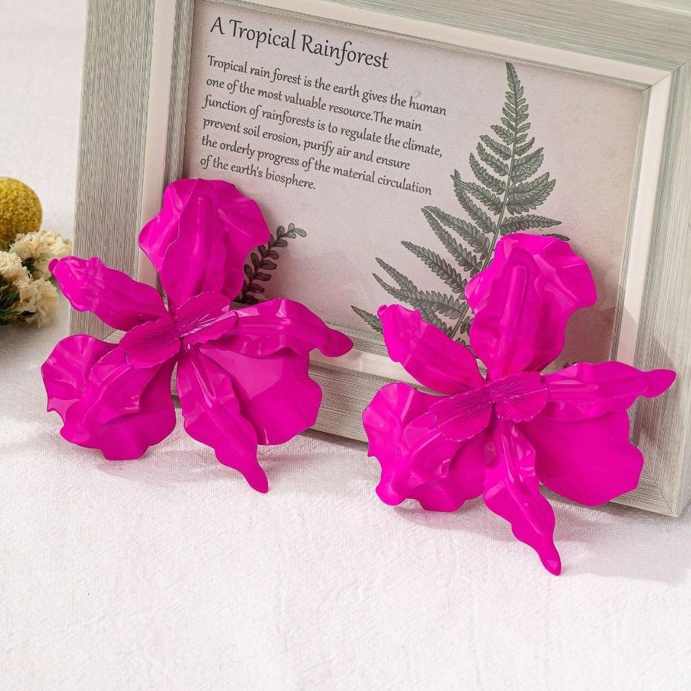 Pleated Exaggerated Flower Earrings Irregular Ear Accessories Large Flower Earrings  Jewelry