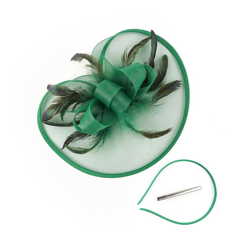 Feathers Hair Band For Women Fancy Tea Party Hats Elegant Bride Wedding Party Headdress Tea Party Makeup Prom Party Headpiece