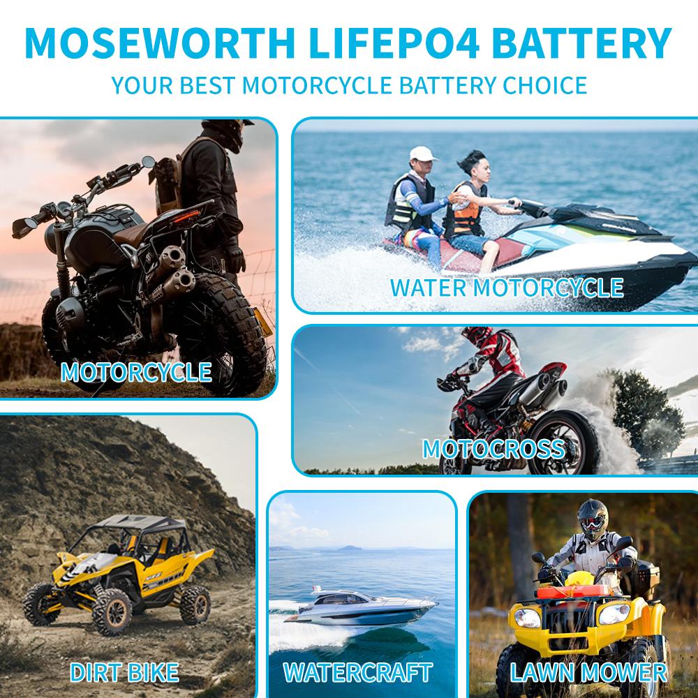 10S YTZ10S Lithium LiFePO4 Motorcycle Battery 12V 6Ah 420CCA Built in BMS Powersports Battery for ATV UTV Jet Ski Snowmobile