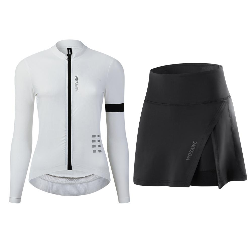 

WOSAWE Осінні жіночі велосипедні набори, дихаючі спортивні велосипеди на відкритому повітрі Велосипедні костюми S білий