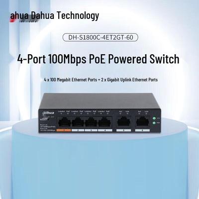 Dahua 5-Port 60W Cloud Managed PoE Switch with 2 Gigabit Uplinks CN Plug (adapter Included)