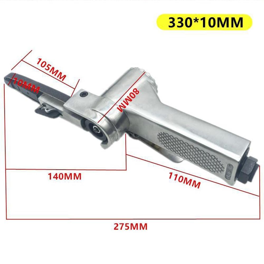 YWHWLX Air-Powered Belt Sander/Polisher, 16000rpm, Compact and Easy to Use, for Metalworking, Machining, Polishing, Deburring, and More (10 x 330mm)
