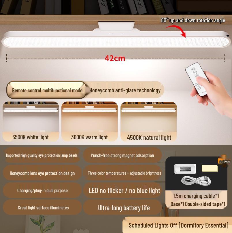 Remote Control LED Study Lamp with Eye Protection for Dorm Rooms