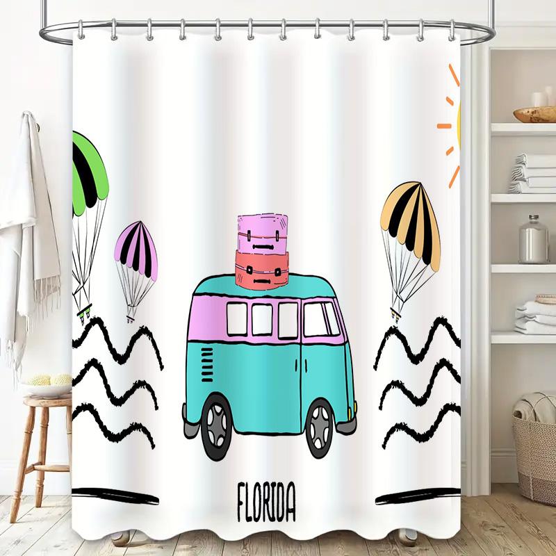 Colorful Shower Curtain Set Gradient Purple 6 Panel Bath Room Decor Waterproof Hanging Rod Hook Accessory Home Decoration Custom