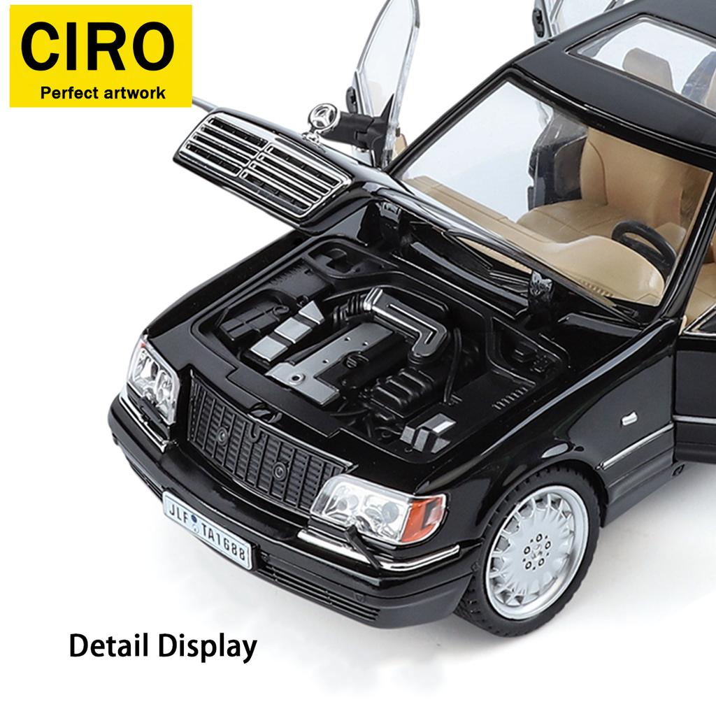 AASW1 Toy car, 1:24 black Mercedes-Benz classic car model with tiger head design, die-cast aluminum alloy, high-quality car model gift