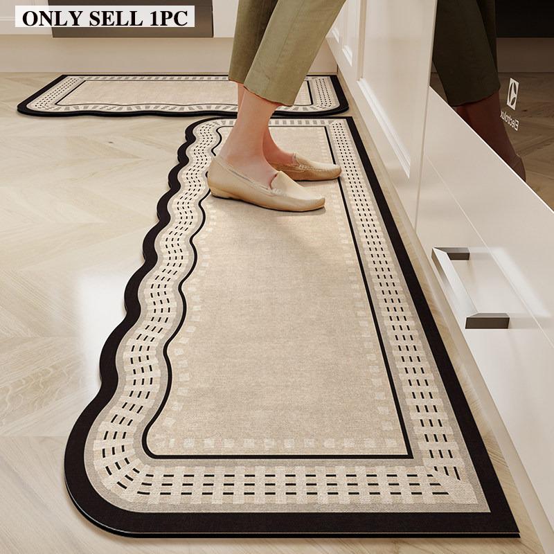 PVC Kitchen Carpet Waterproof Oil-proof Non-slip Leather Floor Mat Minimalist Striped Rug Long Size Home Decor Carpets Alfombra