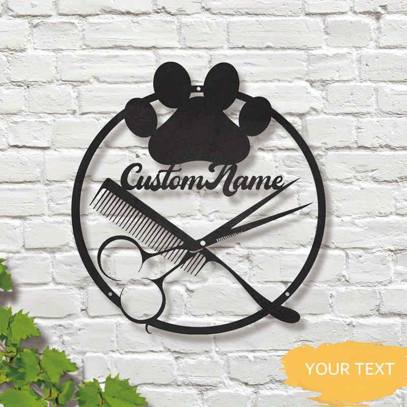 

Personalized Dog Groomer Metal Wall Art Custom Name Barber Shop Decor Pet Salon Sign Contemporary Home Sculpture