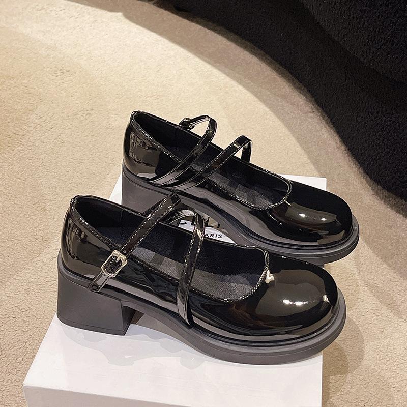 Shoes women's spring new Mary Jane women's shoes single shoes gentle thick heel high heel small leather shoes