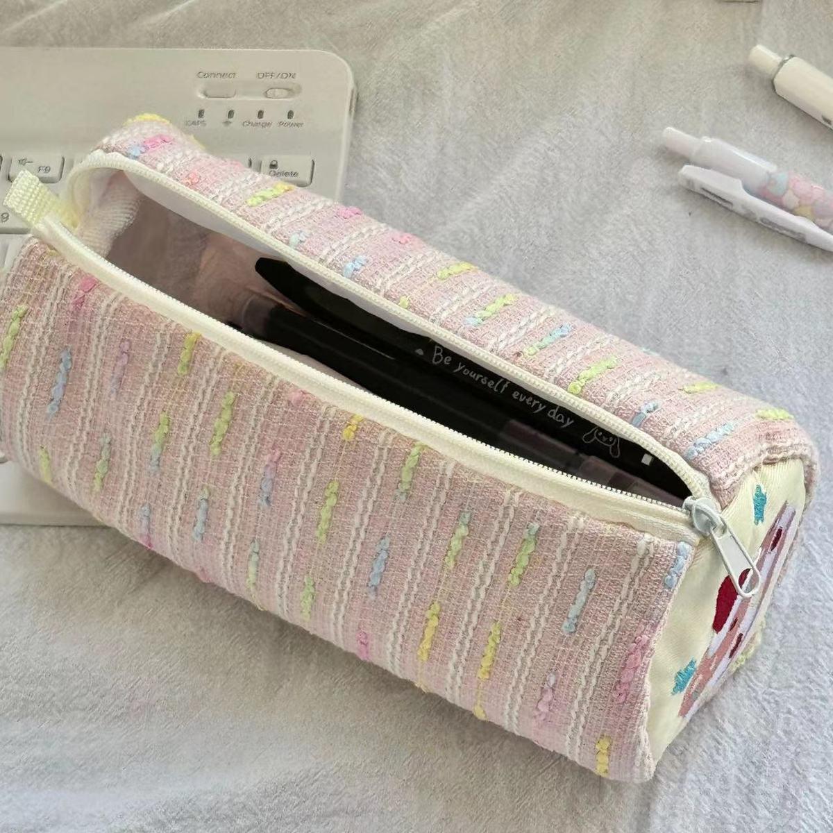 

Милый мультяшный пенал с клубничным тортом, универсальная сумка для хранения канцелярских принадлежностей, большая вместительная коробка для карандашей, линейка розовый