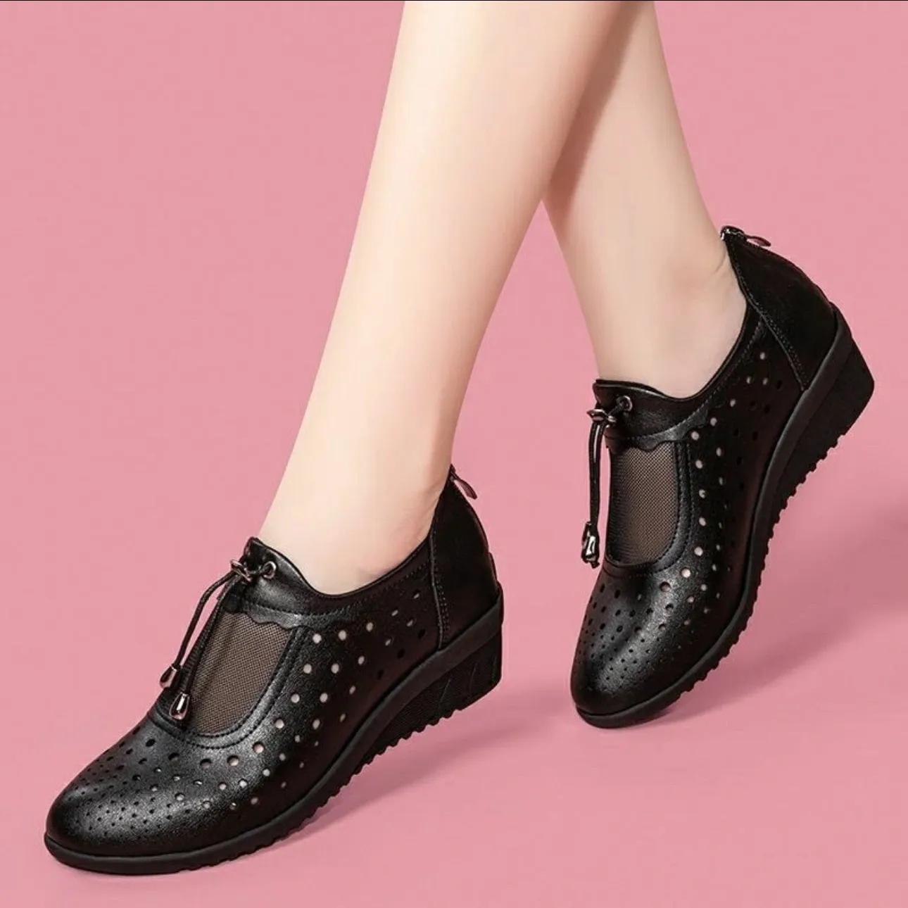 

женская мода легкий вес белый ажурный дышащая обувь леди повседневный красный комфорт лето танкетка туфли ab568 35