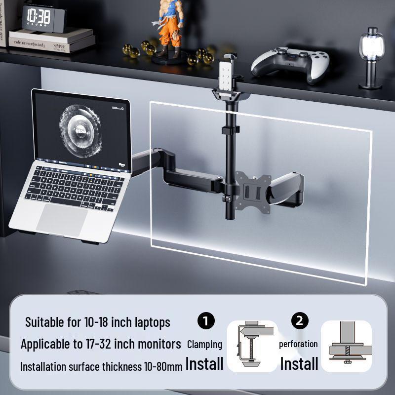 Dual Screen Laptop & Monitor Arm with Height Adjustability