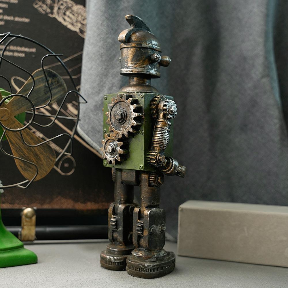 Mechanical Punk Bots Statue, Robot Sculpture, Retro Home Decor, Resin Crafts, Office, Desktop, Bookcase Ornament, Gothic Gear