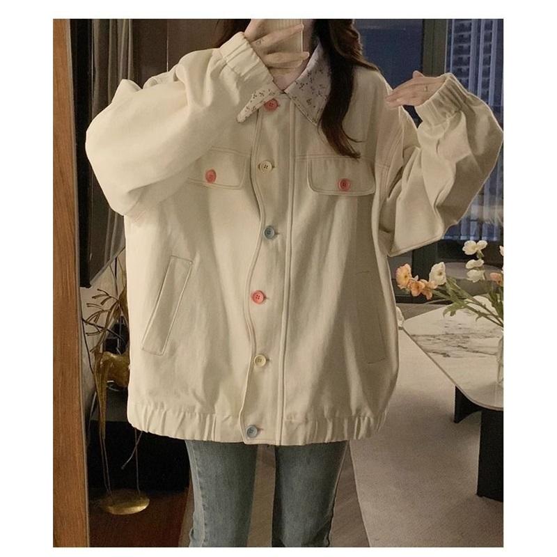 Cute Ruffle Collar Jacket For Women Oversized Casual Button Up Coat
