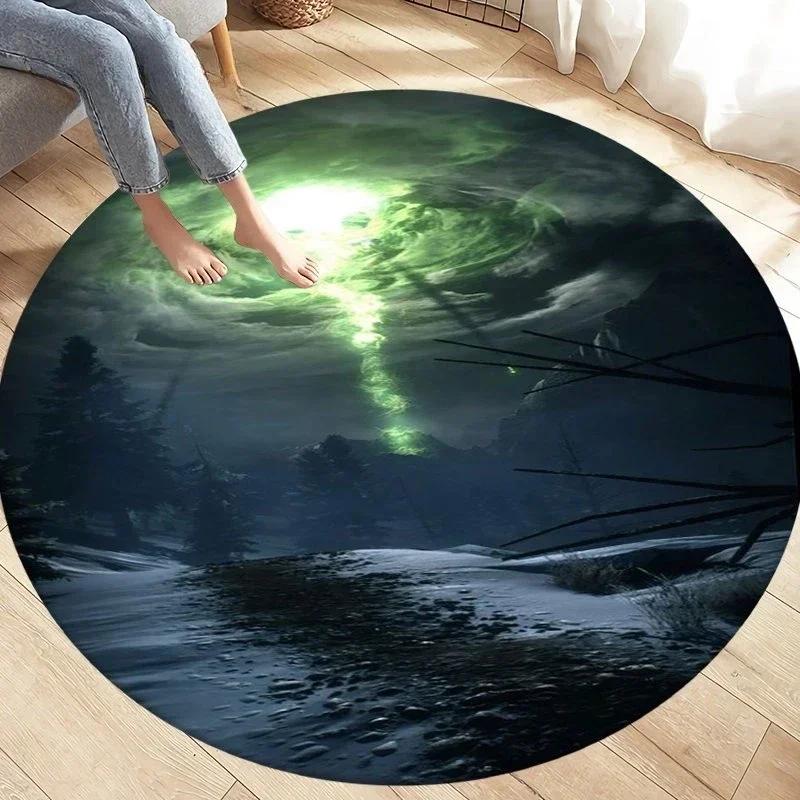 

Crystal Velvet Natural Disaster Round Rug, Fantasy Tornado Cloud Print Non Slip Floor Mat for Living Room, Bedroom, Sofa Decor 60cm