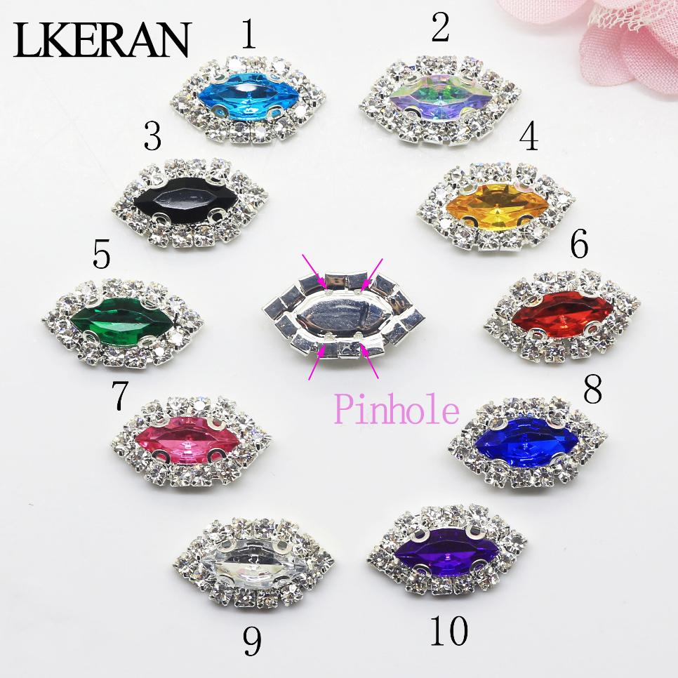 LKERAN 10pcs/lot 12*24mm Geometry Acrylic Rhinestone Buttons for 4-hole Fashion DIY Handmade Sewing Decoration Jewelry Parts