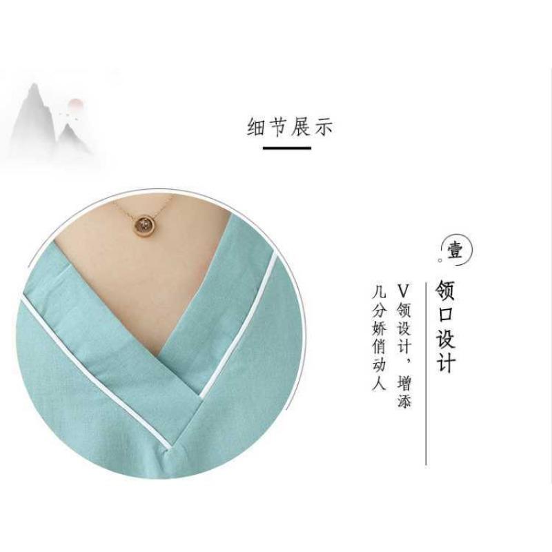 V-neck Mid-length Dress Summer New Retro Literary Large Swing A-line Skirt