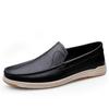 Men's Top-Grain Cowhide Leather Slip-On Loafers - Casual, Formal, Driving, and Lazy Shoes for Spring/Summer.
