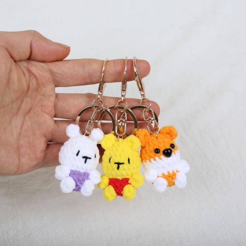 Mini Animal Doll Series Crochet Keychain Knitted Small Rabbit Doll Keyrings Mini Puppy Cute Keychain Custom Accessory