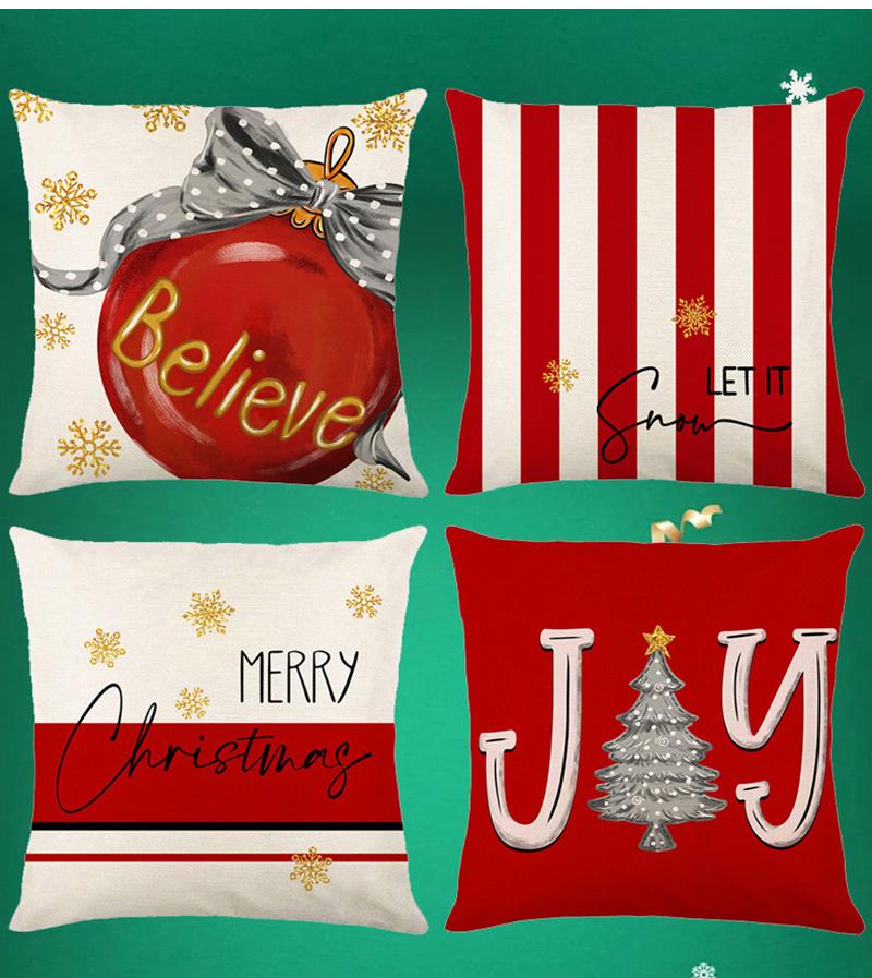 45*45CM Veselé Vánoce Povlak na polštář Vánoční stromek Potisk Červený Povlak na polštář pro Auto Pohovka Vánoce Domácí dekorace Vánoční dárek