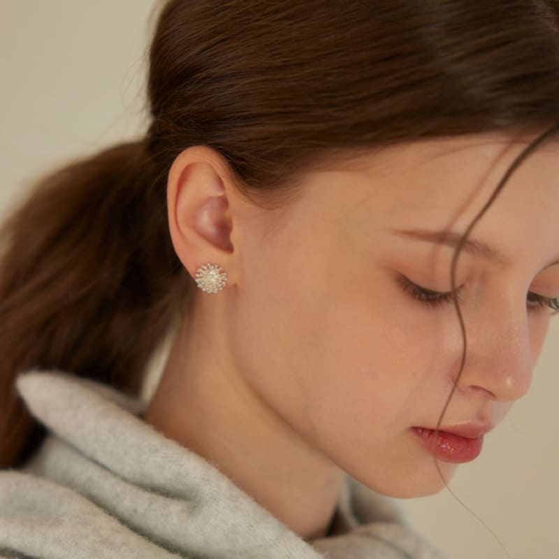 Murmur [925silver]Snöblomma stiftörhängen