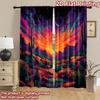 2D flat printing 2pcs Party Curtains Desert Sunset River Cactus Digital Printed Polyester Drapes Party Decorations for Home