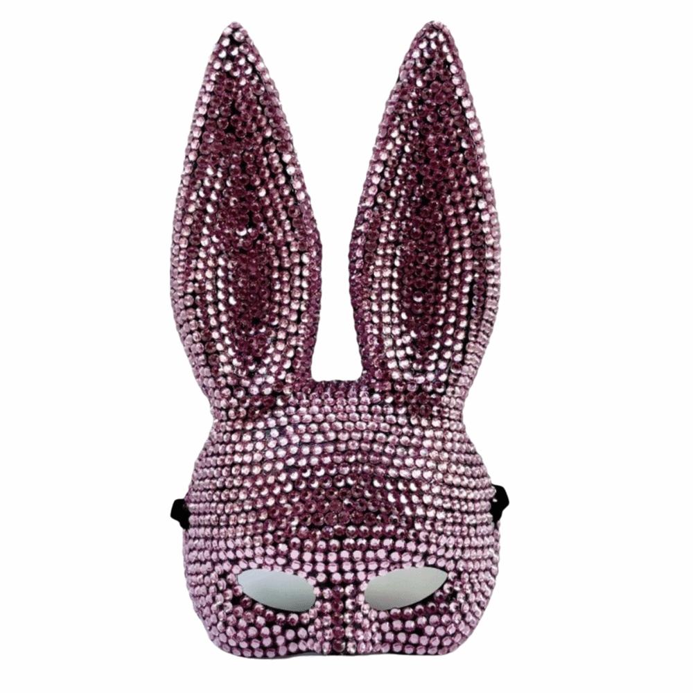 Crystal Studded Rabbit Ear Mask Full Acrylic Rhinestone Rhinestone Face Mask Party and Cosplay