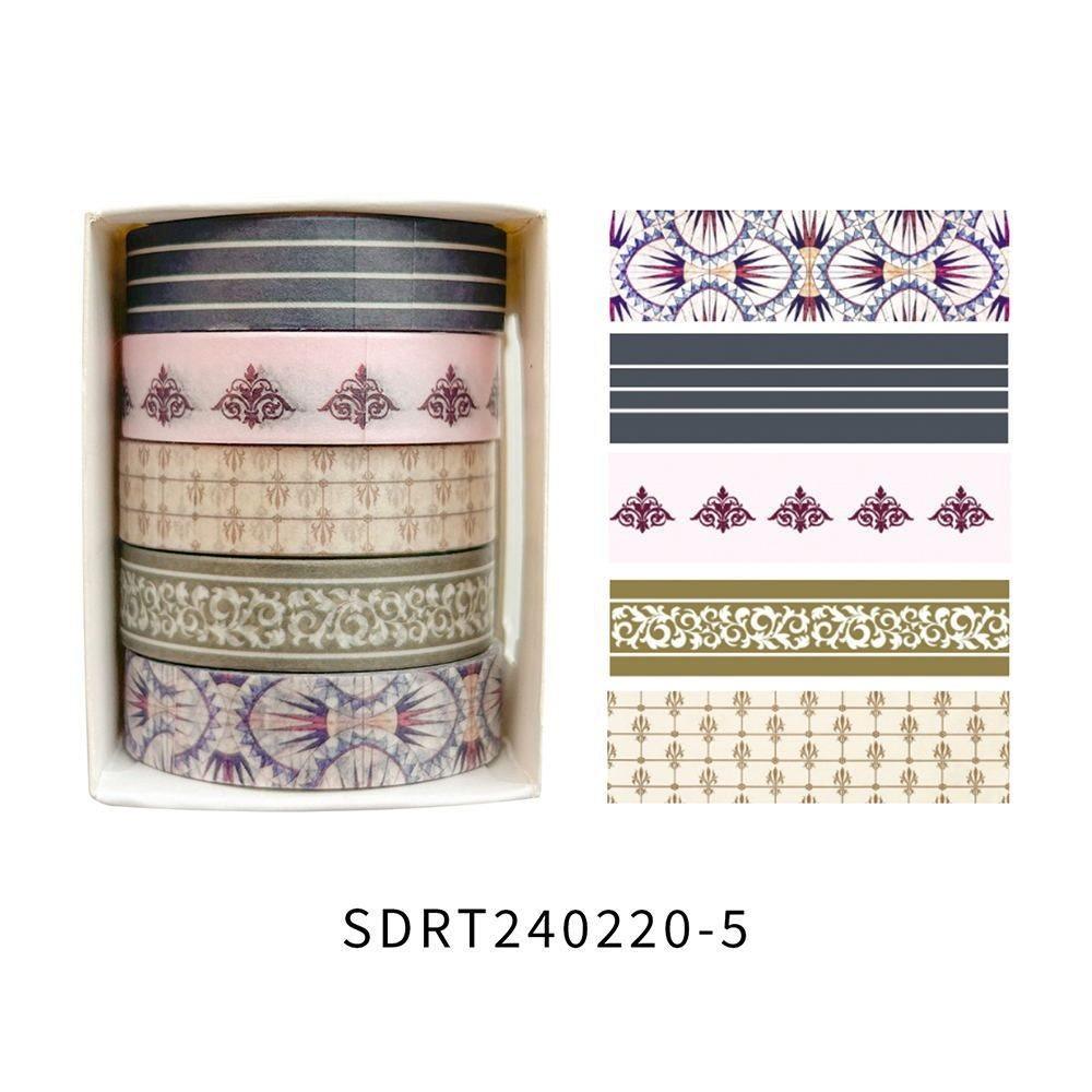 One Box/5 Rolls Retro Art Handheld Stickers High Beauty Film Cute Packaging Basic DIY