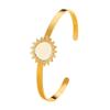 18K Gold Plated European Retro Sunflower Open Bangle Bracelet In Stainless Steel
