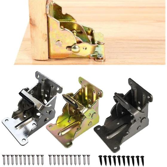 90 Degree Self-Locking Folding Hinge Table Legs Chair Extension Folding Table Leg Hinge Furniture Hardware Foot Fixing Parts(Black)