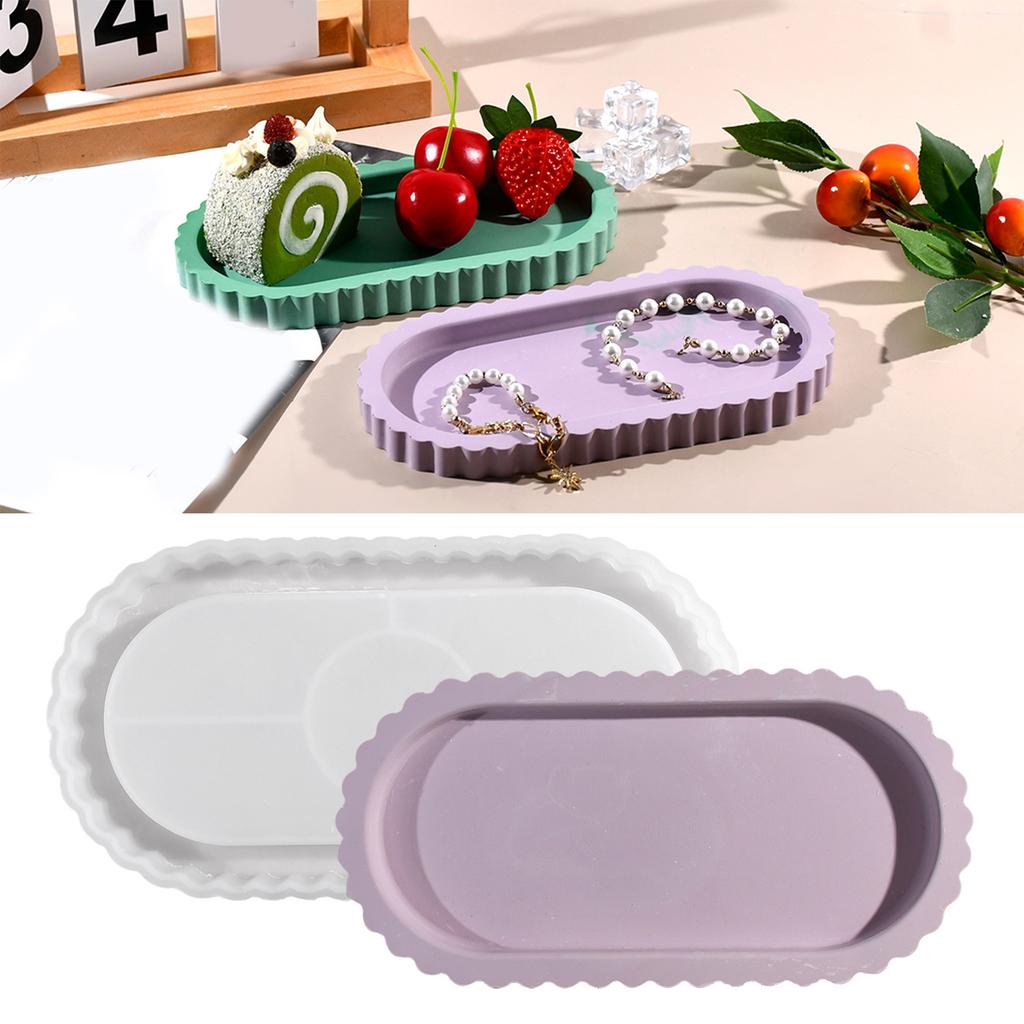 Formă Matriță Tavă Ovală Mare Robustă din Silicon pentru Rășină și Artizanat din Beton, Articole pentru Decorațiuni Interioare, Suport pentru Farfurii pentru Uz Zilnic